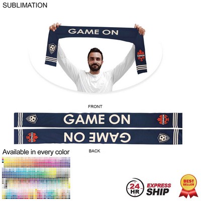 24 Hr Express Ship -Sublimated Soccer Football Stadium Scarves Sublimated Edge to Edge 2 Side 6"x60"