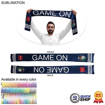 48 Hr Quick Ship -Sublimated Soccer Football Stadium Scarves, Sublimated edge to edge 2 Side (6"x60"