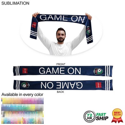 72 Hr Fast Ship -Sublimated Soccer Football Stadium Scarves, Sublimated edge to edge 2 side (6"x60")