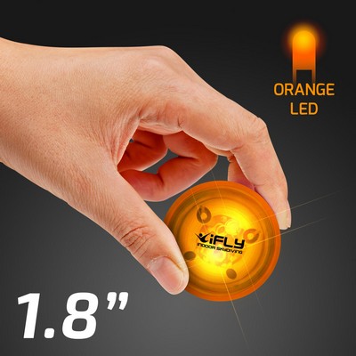 1.8" Blinky Orange Rubber Bounce Ball, Impact Activated LED - PRINTED