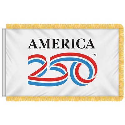 3' X 5' America 250th White Indoor Nylon Flag W/ Fringe